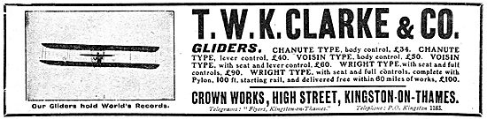 T.W.K. Clarke - Aeroplanes - Gliders - Models & Materials        