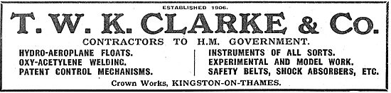 T.W.K. Clarke - All Parts For Aeroplanes Manufactured            