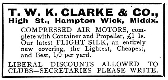 T.W.K. Clarke Compressed Air Motors For Model Aircraft           