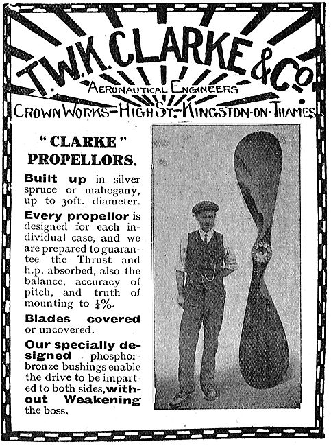 T.W.K. Clarke - Clarke Aeroplane Propellors                      