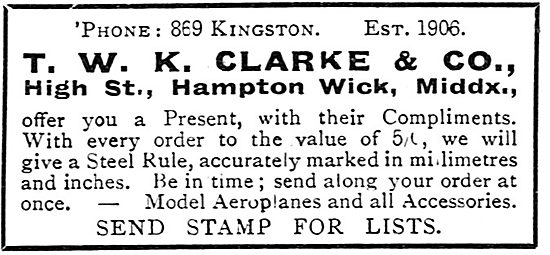 Free Steel Rule From T.W.K. Clarke With Orders Over 5/-          