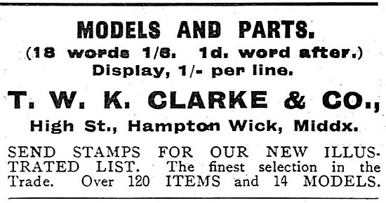 T.W.K. Clarke Aeroplane Models & Parts For Model Makers          