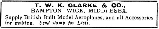 T.W.K. Clarke British Built Model Aeroplanes                     