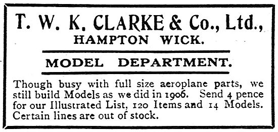 T.W.K. Clarke Model Aircraft                                     