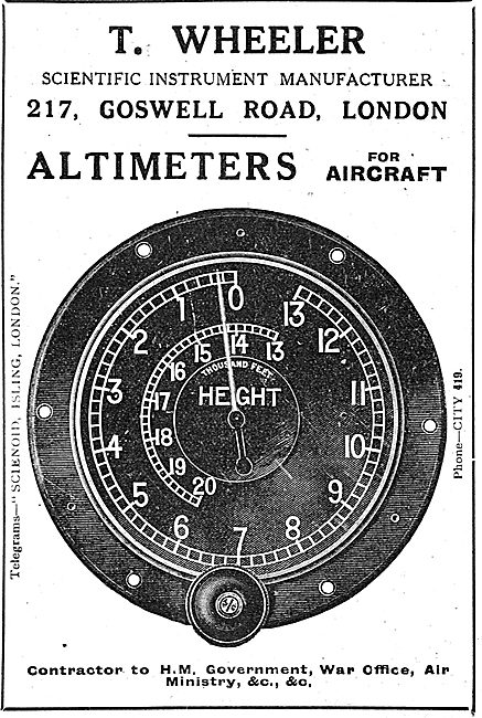 T.Wheeler Altimeters For Aircraft                                