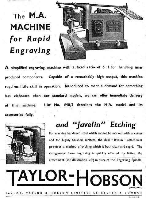 Taylor-Hobson M.A.rapid Engraving Machine                        