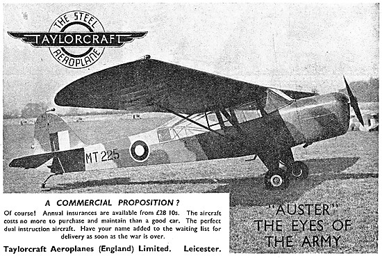 Taylorcraft Aeroplanes - Taylorcraft  Auster MT 225. 1944 Advert 