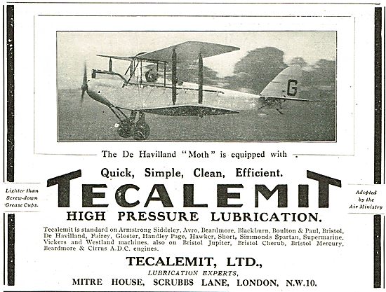 The DH Moth Is Equipped With Tecalemit High Pressure Lubrication 