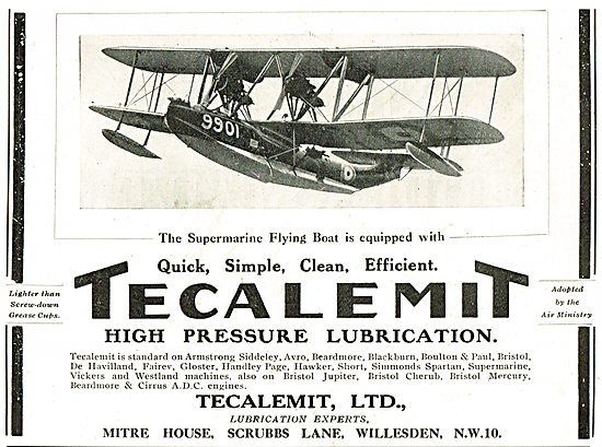 Supermarine Flying Boats Use Tecalemit High Pressure Lubrication 