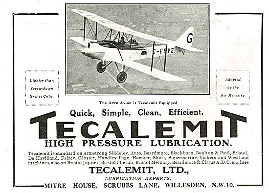 Tecalemit High Pressure Lubrication For The Avro Avian           