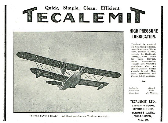 Tecalemit High Pressure Lubrication For The Short Flying Boat    