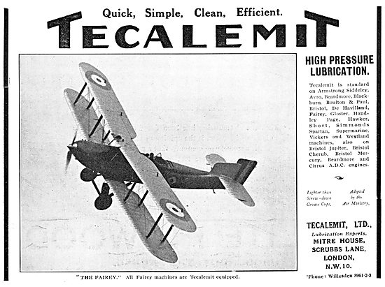 Tecalemit Aircraft Lubrication Equipment 1929                    