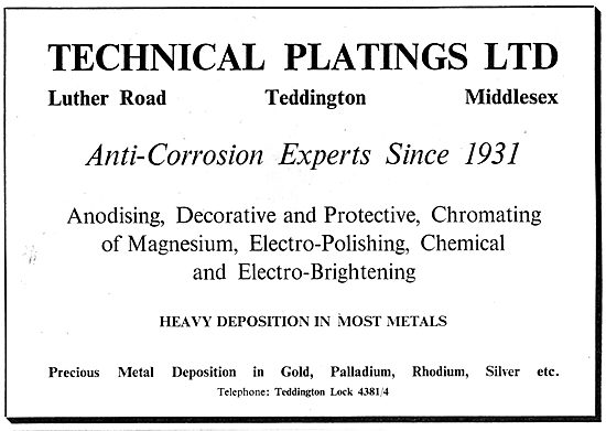 Technical Platings  - Heavy Deposition In Most Metals 1965       