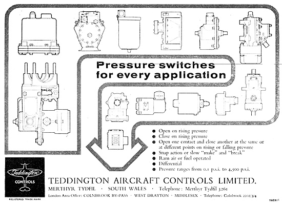 Teddington Aircraft Controls - Pressure Switches                 
