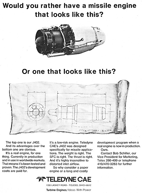 Teledyne CAE J402 Missile Engine                                 
