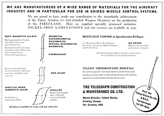 Telegraph Construction Materials For Guided Missile Controls     