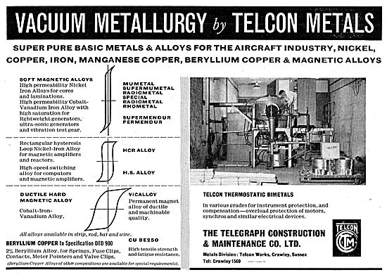 Telegraph Construction Telcon Thermostatic Bimetals              