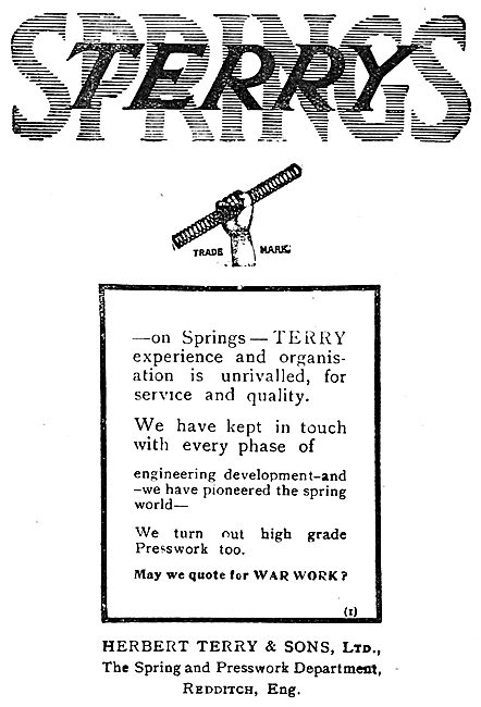 Herbert Terry & Sons. Terry Springs   1919 Advert                