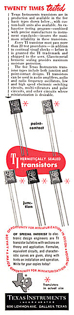 Texas Instruments Transistors 1953                               