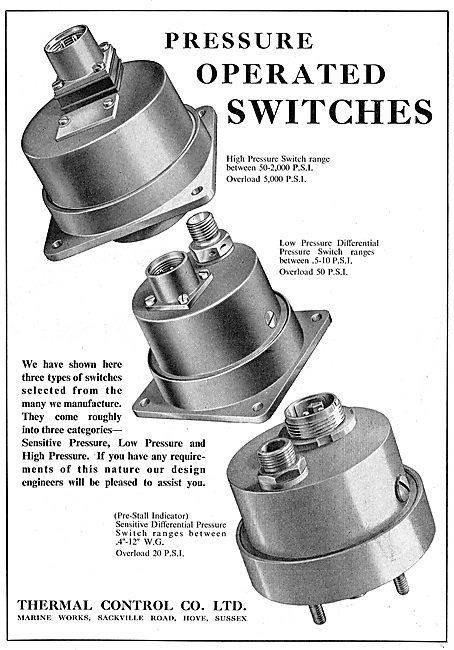 Thermal Control Pressure Operated Switches                       