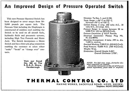 Thermal Control Pressure Operated Switches                       