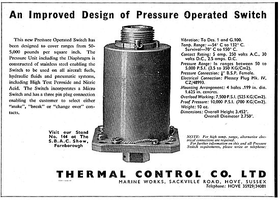 Thermal Control 50-5000 psi Pressure Operated Switch             