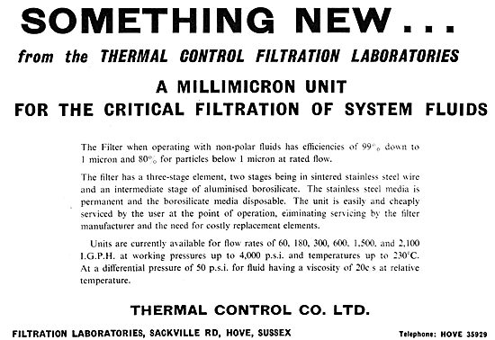 Thermal Control Filtration Laboratories                          