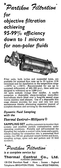 Thermal Control Millipore Dynamic Fluid Sampling 1965            