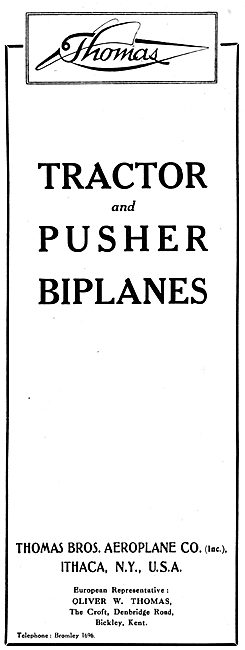 Thomas Brothers Aeroplane Co - Tractor & Pusher Biplanes 1916    