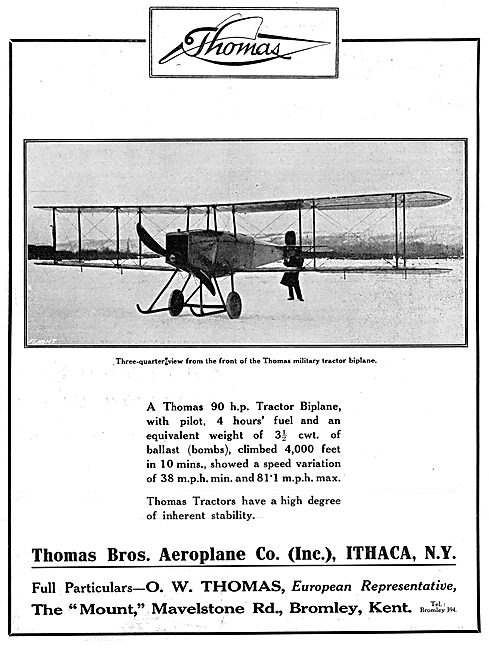 Thomas Brothers 90 H.P. Tractor Biplane 1915                     