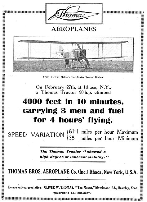 Thomas Military Two Seater Tractor Biplane                       