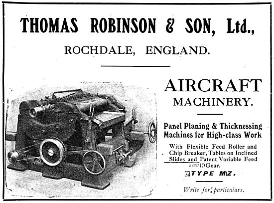 Thomas Robinson & Sons - Rochdale. Type MZ Panel Planing Machines