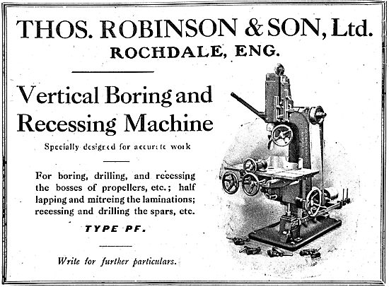 Thomas Robinson & Sons. Vertical Boring & Recessing Machines     