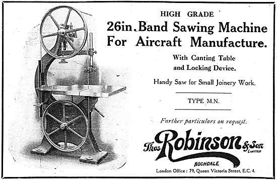 Thomas Robinson & Son Machinery For Aircraft Constructors        