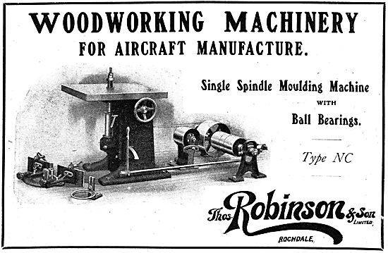 Thomas Robinson & Sons - Woodworking Machinery. 1918 Advert      