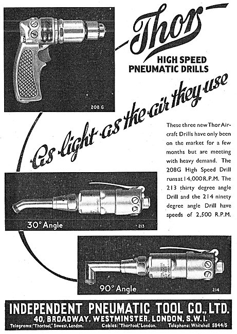 Thor High Speed Pneumatic Drills - 1941 Advert                   