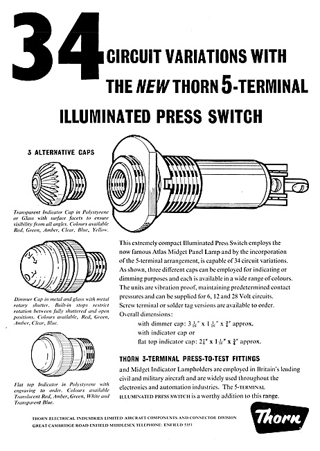 Thorn  Aircraft Electrical & Lighting Components 1959            