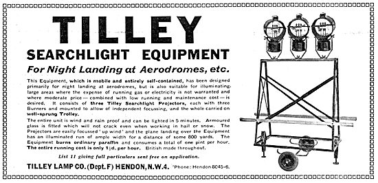 Tilley Lamp Co - Airfield Searchlight Equipment                  