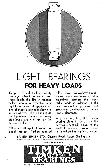 Timken Heavy Duty Bearings For Aircraft                          