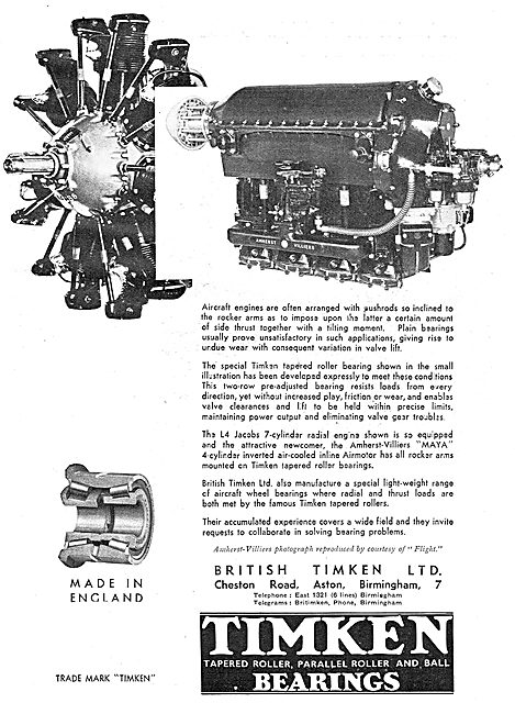 Timken Bearings For Aircraft Engines                             