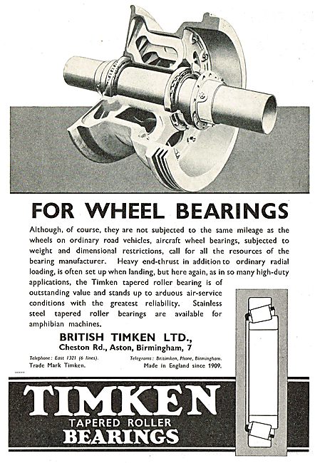 Timken Wheel Bearings For Aircraft.                              