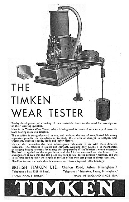 Timken Bearings For Aircraft - Wear Tester                       