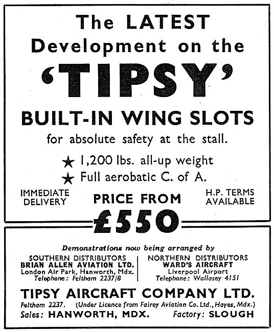 Tipsy Aircraft. Built In Wing Slots.                             