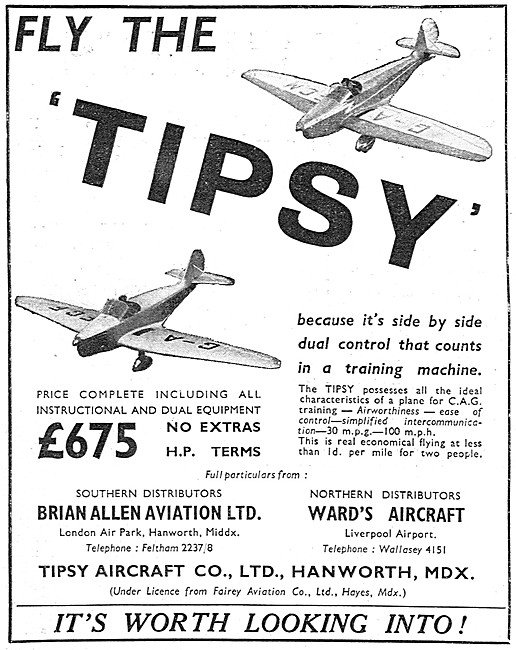 Tipsy Aircraft  - Tipsy Trainer 1939                             