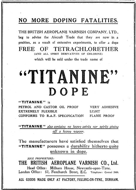 No More Doping Fatalities! Titanine Dope Is Free Of Chlorines    