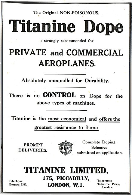 Titanine Dope For Private & Commercial Aeroplanes                