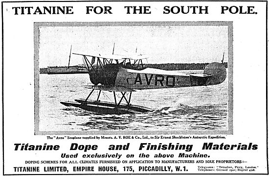 Titanine Dope Used On The South Pole Avro Seaplane               