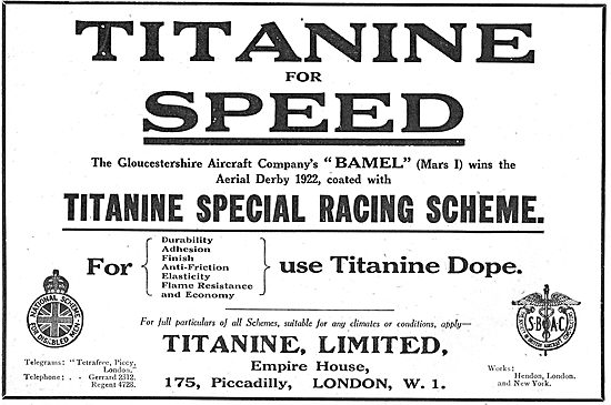 Gloster Chooses Titanine Aeroplane Dope For The Mars I           