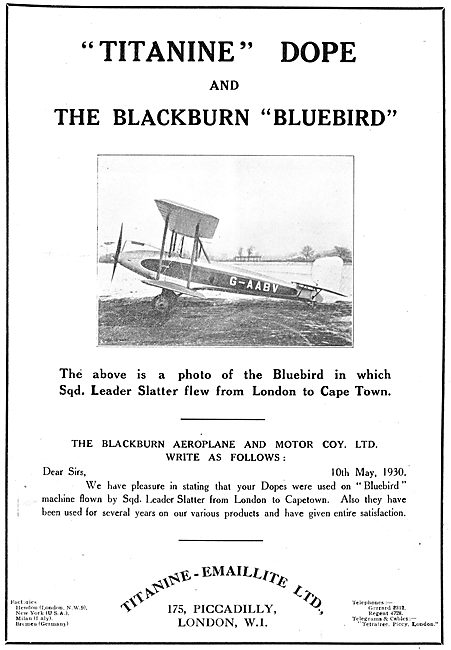 The Blackburn Bluebird Is Doped With Titanine                    