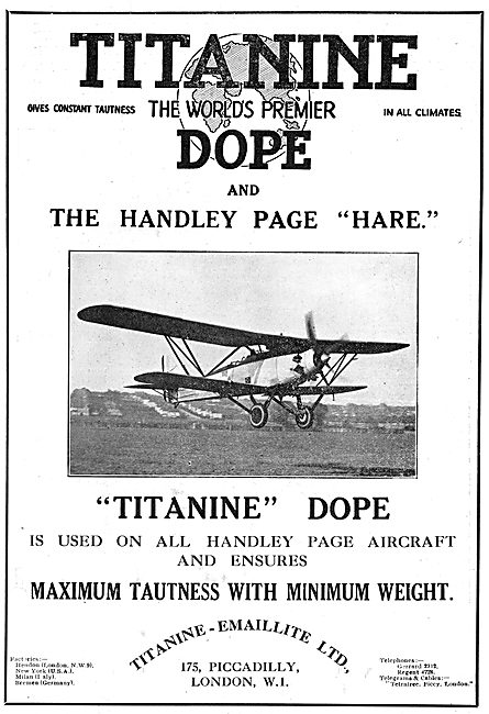 The Handley Page Hare Is Doped With Titanine                     